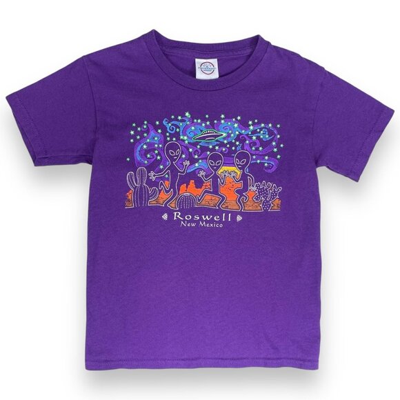 Vintage Roswell New Mexico Kids Purple Destination Travel T Shirt Small / Sm / S - Picture 1 of 8
